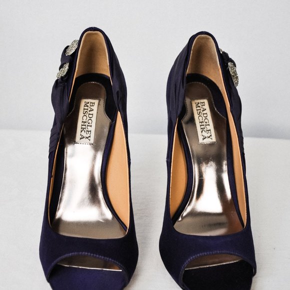 Badgley Mishka Purple Satin High Heels - Picture 4 of 12